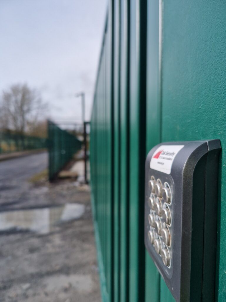 keypad on green automatic gate