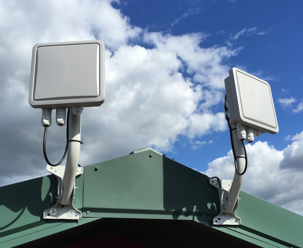 wifi network extension antennas on farm building